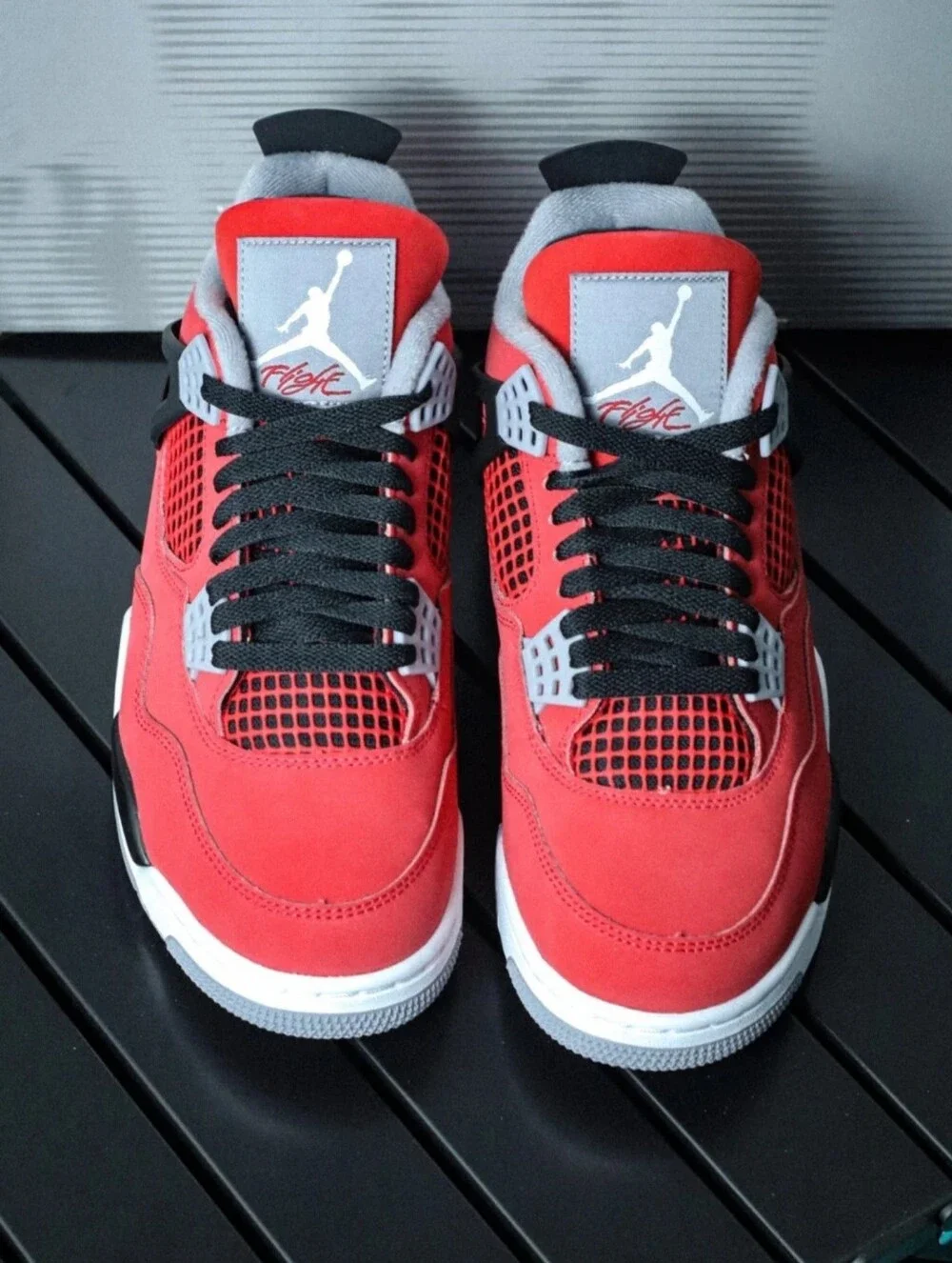 Jordan 4 Men's Retro Sneakers in Red and Black with White Accents